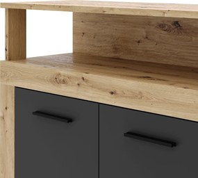 Komoda Blaho (dub artisan + čierna) . Akcia -20%. Vlastná spoľahlivá doprava až k Vám domov. 1129110