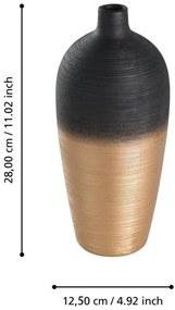 Eglo 421423 - Keramická váza SARYKSU 28x12,5 cm čierna/zlatá