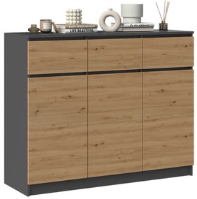 Komoda Musecalo 9 (antracit + dub artisan). Akcia -18%. Vlastná spoľahlivá doprava až k Vám domov. 1132850