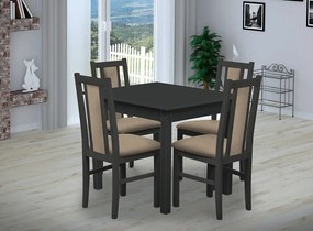 Nabytekmorava Jedálenský set Brooklyn pre 4 osoby, stôl 90x90 cm farba lamina: biela 113, čalúnenie vo farbe: SCALA svetle modrá 74