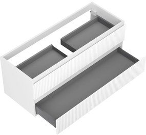 Mexen Rivel, kúpeľňová skrinka pod umývadlo 120 cm, 2 zásuvky, drážkovaná, biela matná, 91A20-12047-2-BFF01