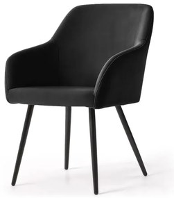 Sada dvoch jedálenských stoličiek ESTELLE zamatové, čierne / čierne nohy (2 ks)