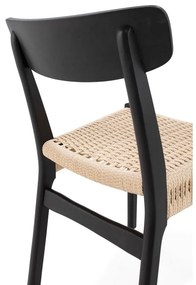 Čierne jedálenské stoličky v súprave 2 ks z kaučukového dreva Biel – MOME