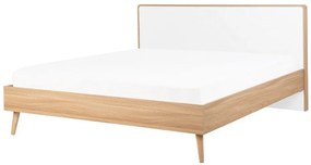 Manželská posteľ 160 cm SERVI (s roštom a LED osvetlením) (svetlé drevo). Vlastná spoľahlivá doprava až k Vám domov. 1007524