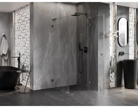 Mexen Lunar, L výklopný sprchový kút pravý 70 x 70 cm, 8mm číre sklo, profil grafit brúsený, 834L-070-070-66-00-P