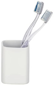 Matný biely keramický pohárik na kefky Wenko Hexa