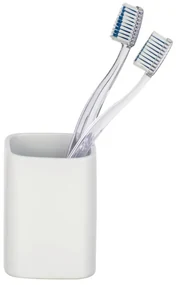 Matný biely keramický pohárik na kefky Wenko Hexa