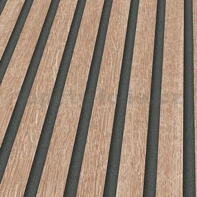 Vliesové tapety na stenu IMPOL TRADE 10400-32, rozmer 10,05 m x 0,53 m, lamely na stenu dub natural, IMPOL TRADE