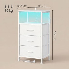 Sada 2 nočných stolíkov s LED osvetlením a nabíjacou stanicou LGSB35203W102