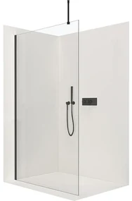 CERANO - Sprchová zástena Walk-in Onyx Top L/P - guľatá vzpera - čierna matná, transparentné sklo - 110x200 cm, CER-CER-8050BD1686