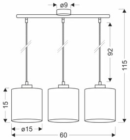 Luster na lanku PATTI 3xE27/60W/230V zelená