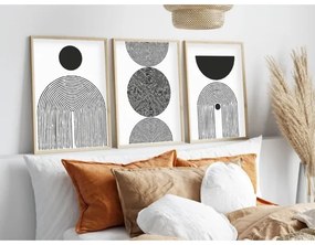 SADA 3x Obraz vo fotorámčeku 50x70 cm čierna/biela