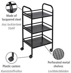 Čierny kovový pojazdný regál 41x75 cm – Wenko