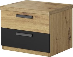 Nočná skrinka Sigma 22 so zásuvkami 46 cm - artisan / čierny supermat