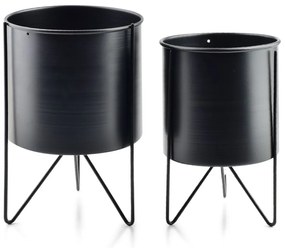 Sada 2 kvetináčov SWEN 18xh26cm/16xh23cm čierna