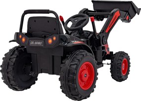 Ramiz Detský traktor na batérie Červený + pohyblivé rameno s lyžicou + diaľkové ovládanie + pomalý štart + FM rádio + LED