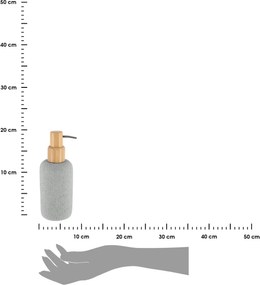 Dávkovač mydla Solena, sivá/s drevenými prvkami, 340 ml