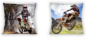 DETSKÁ OBLIEČKA NA VANKÚŠ MOTOCROSS 40X40 CM VZOROVANÁ