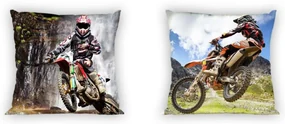 DETSKÁ OBLIEČKA NA VANKÚŠ MOTOCROSS 40X40 CM VZOROVANÁ