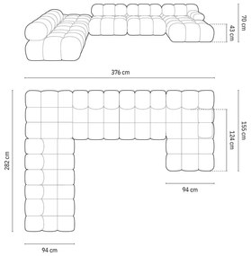 Svetlohnedá zamatová modulárna rohová pohovka (pravý roh/do tvaru "U") Bellis – Micadoni