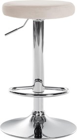 Barová stolička Ponte - zamat, chróm rám - Krémová