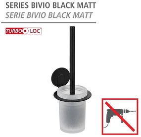 Matne čierna samodržiaca sklenená WC kefa Bivio – Wenko