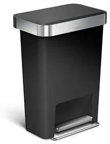 Obdĺžnikový pedálový kôš 45 l čierny plast/nerez, čierna