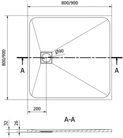 Mexen Bert, SMC štvorcová sprchová vanička 80 x 80 cm, biela, 4K108080