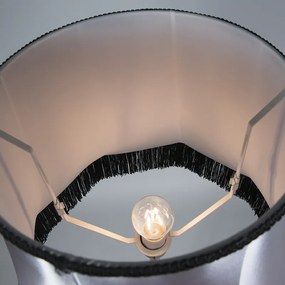 Stojaca lampa mosadzná s tienidlom Granny čierna-šedá 45 cm - Kaso