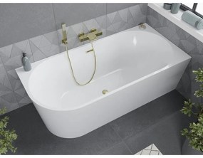 Mexen Mia, voľne stojaca rohová vaňa, pravá, 170 x 80 cm, biela, zlatý matný prepad, 52691708000P-55