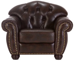 furniture-nabytek.cz - Masívne kreslo Chesterfield Hereford z pravej kože, hnedé – 112×96×94 cm