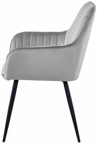 Jedálenská stolička SOLDEN zamatová strieborná / sivá (čierne nohy)