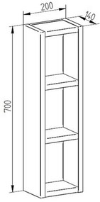 Mereo, Aira, kúpeľňová skrinka 70x20 cm, horná, policová, biela, MER-CN716S