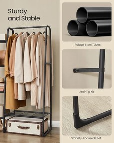 Stojan na oblečenie, voľne stojaci vešiak na oblečenie, čierny
