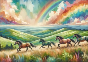 Obraz – Kone cválajúce krajinou (70x50 cm)