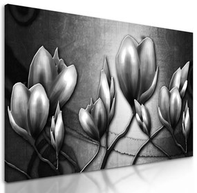 Obraz čiernobiele vintage kvety