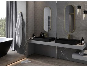 Mexen Loft, oválne kúpeľňové zrkadlo 100 x 35 cm, farba rámu zlatá lesklá, 9851-100-035-000-50