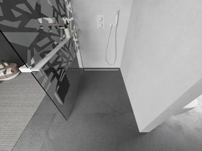 Mexen Kioto+ L, sprchová zástena Walk-In s poličkou a vešiakom 70 x 200 cm, 8mm číre sklo biely vzor, biely profil, 800-070-123-20-85
