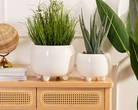 PLASTOVÝ KVETINÁČ BOTANICA SADA 2KS 30X24 CM+23X18,5 CM KRÉMOVÁ