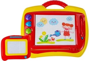 LEAN Toys Magnetická tabuľka na kreslenie s pečiatkami, sada 2 ks, modrá a žltá
