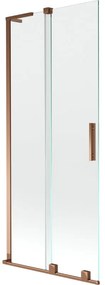 Mexen Velar L, 2-krídlová posuvná vaňová zástena 80 x 150 cm, 8mm číre sklo, ružové zlato, 896-080-003-01-60