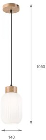 Luster na lanku HARMONY 1xE27/15W/230V pr. 14 cm biela/dub