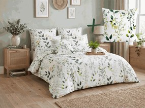 Sada obliečok z mikrovlákna FLORAMA biele + obliečka na vankúš 45 x 45 cm ZDARMA