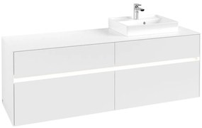 VILLEROY &amp; BOCH Collaro závesná skrinka pod umývadlo na dosku (umývadlo vpravo), 4 zásuvky, s LED osvetlením, 1600 x 500 x 548 mm, White Matt, C079B0MS