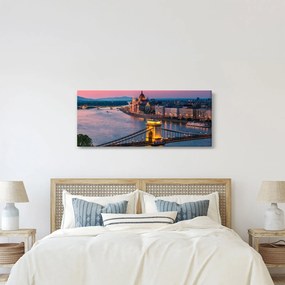 Obraz - Panorama mesta, Budapešť, Maďarsko (120x50 cm)