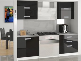 Kuchynská linka Belini 120 cm čierny lesk s pracovnou doskou Eleganta  INF ELEGANTA/2/WT/B/0/D