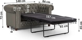 Sivá zamatová rozkladacia pohovka 148 cm York Blik – Ropez