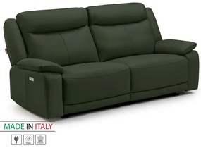 Kožená pohovka CONTINENTAL s elektrickou funkciou relax 3P, elektrické, zelená (green 321)