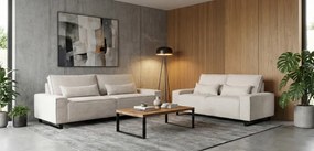 Dvojmiestna pohovka Cassino, krémová štruktúrovaná látka