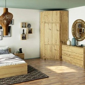 Rohová skriňa s nadstavcom S100 dub artisan